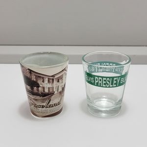2 Elvis Presley 2 oz shot glasses
